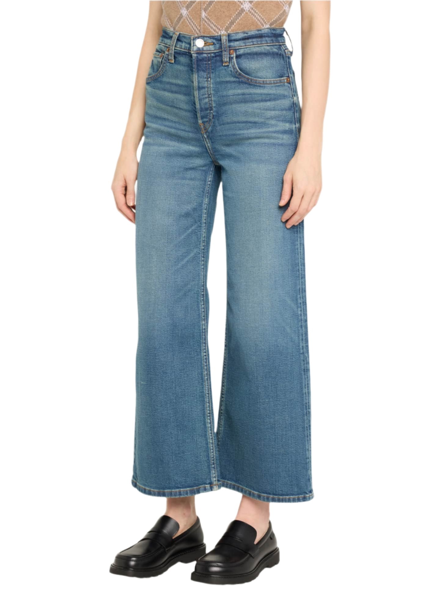 High Rise Wide Leg Crop Jeans- Crafted Indigo