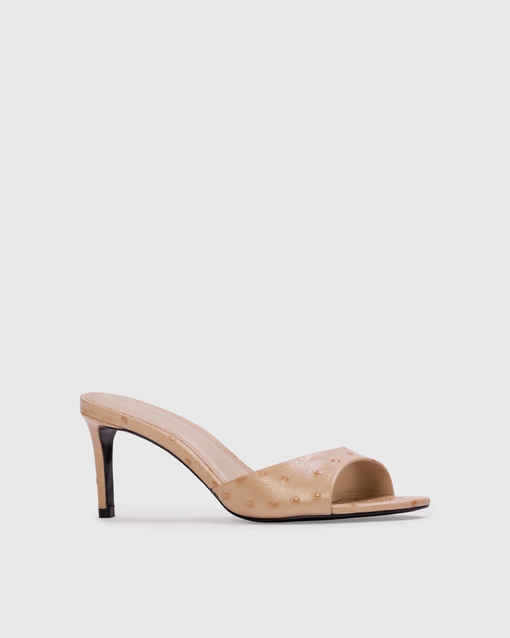 Black Suede Studio- Freddie 65 Mule- Nude Ostrich Leather - Edit by Elaine Turner