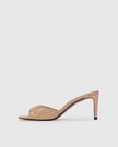 Black Suede Studio- Freddie 65 Mule- Nude Ostrich Leather - Edit by Elaine Turner