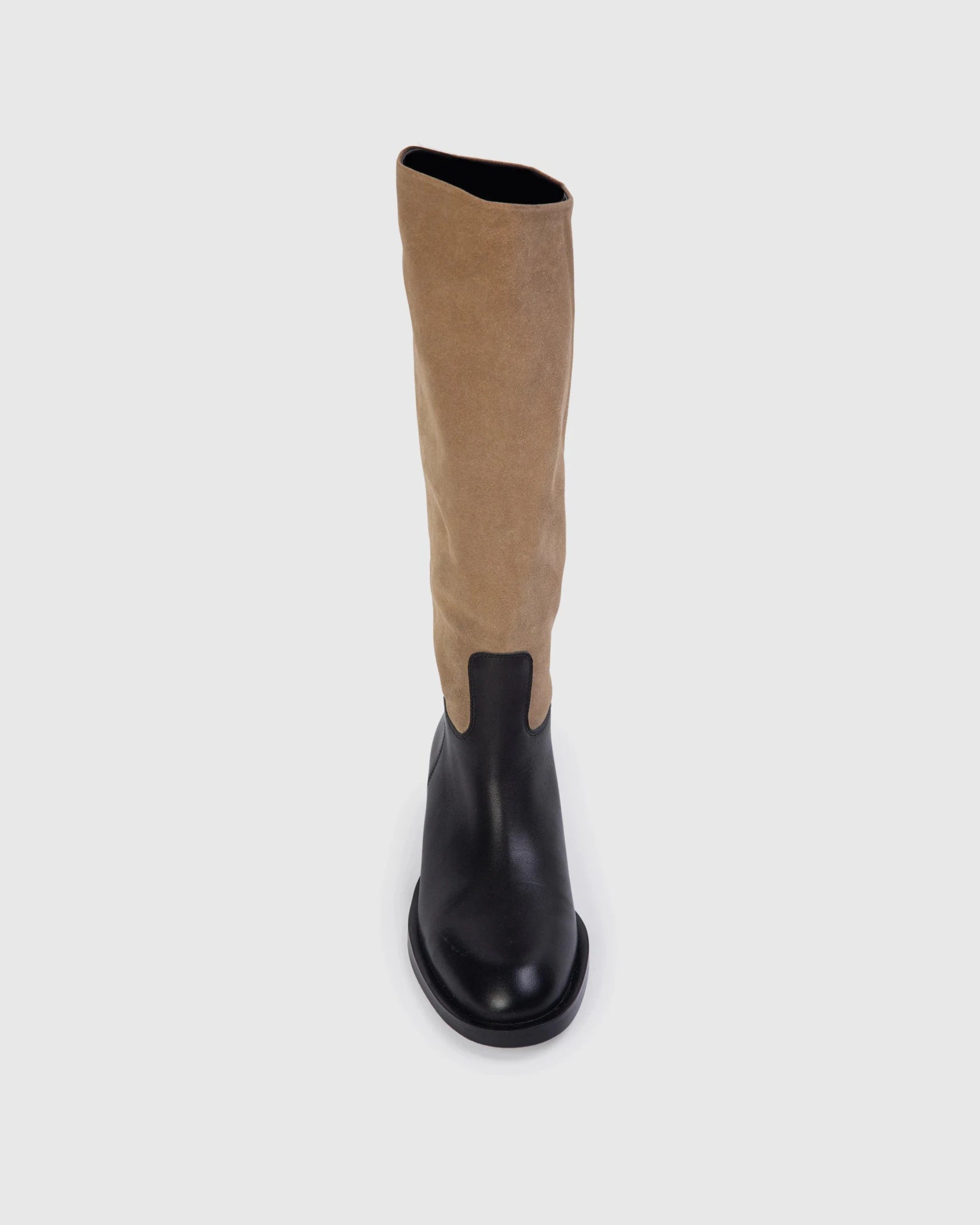 Black Suede Studio- Pace 40 Boot - Latte Suede / Black Leather - Edit by Elaine Turner