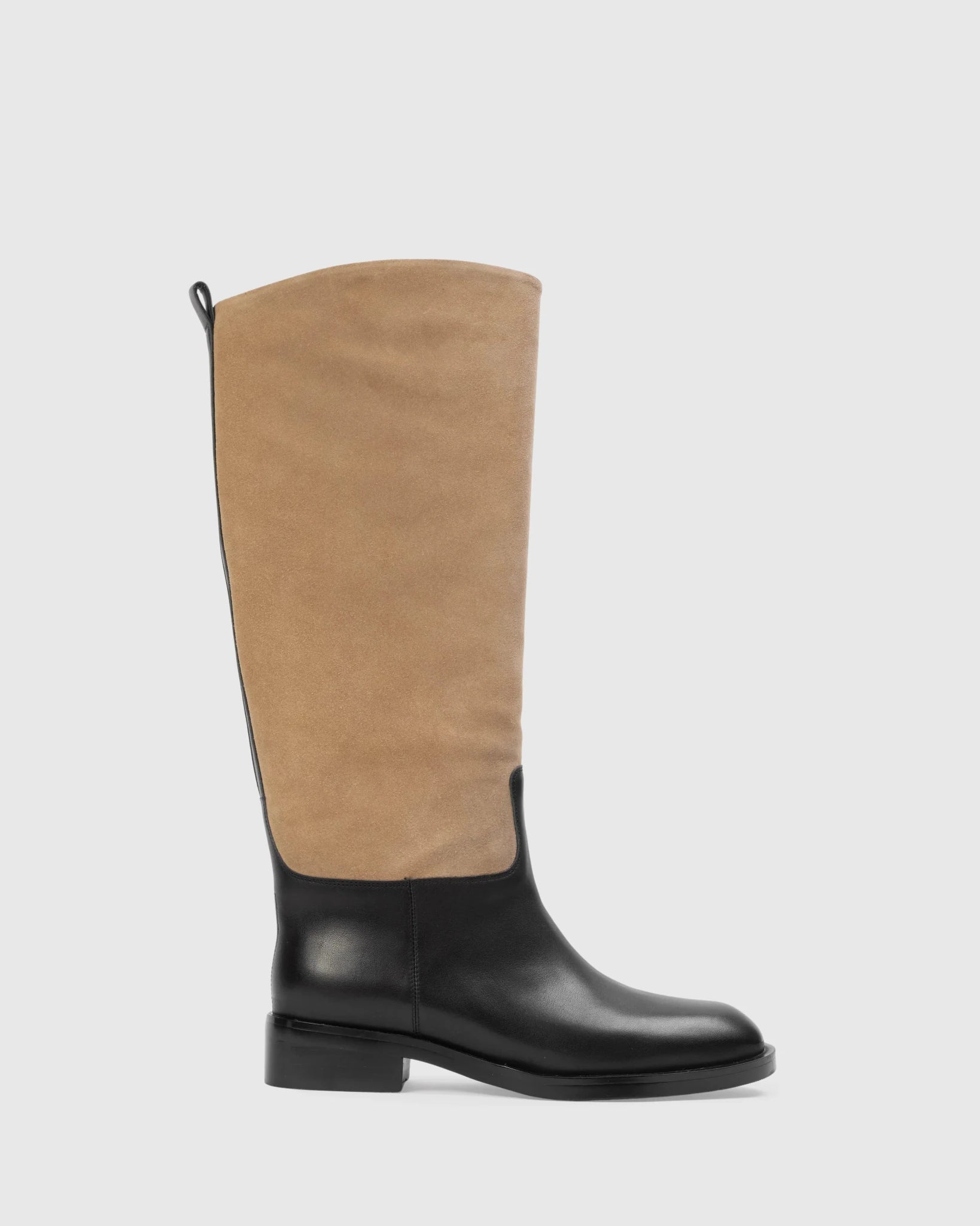 Black Suede Studio- Pace 40 Boot - Latte Suede / Black Leather - Edit by Elaine Turner
