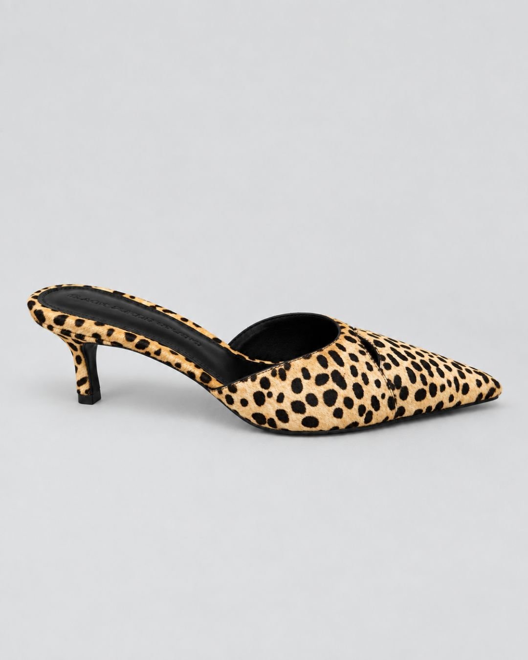 Black Suede Studio- Rue 50 Mule - Camel Dotted Cheetah Pony Hair - Edit by Elaine Turner