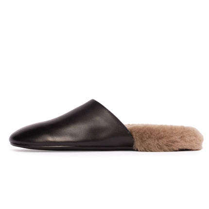 Black Suede Studio- Sona Black Fur Loafer - Edit by Elaine Turner
