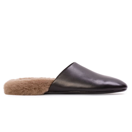 Black Suede Studio- Sona Black Fur Loafer - Edit by Elaine Turner