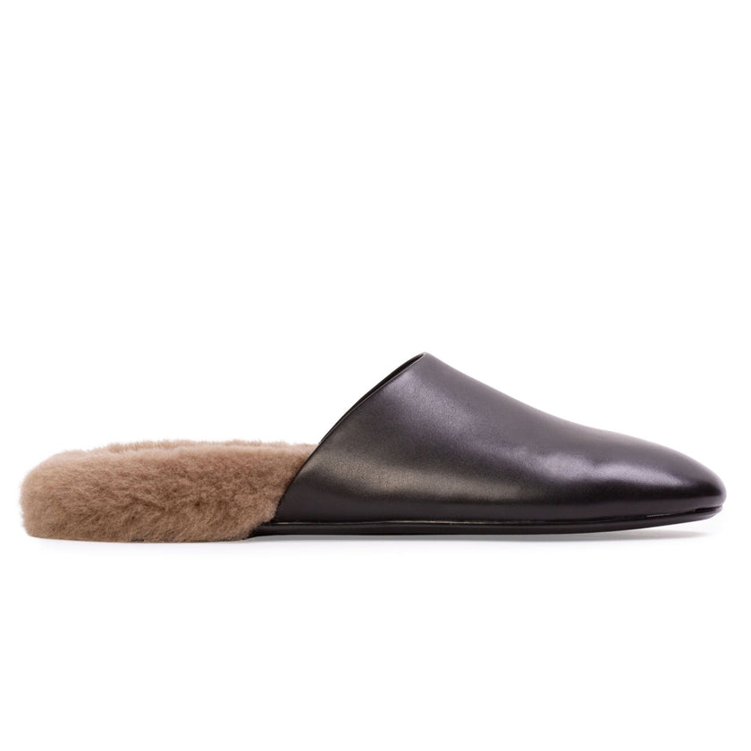 Black Suede Studio- Sona Black Fur Loafer - Edit by Elaine Turner