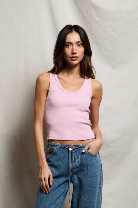 Blondie Ribbed Tank- Sugar Pink