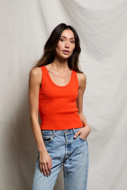 Blondie Ribbed Tank- Tomato - Edit by Elaine Turner