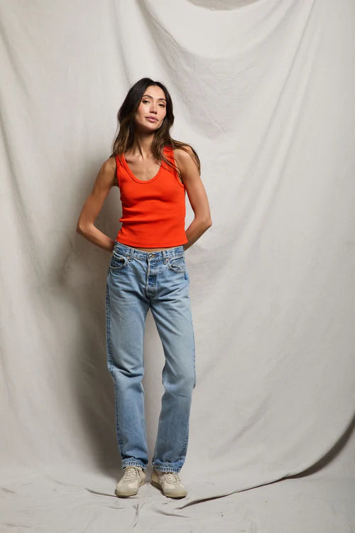 Blondie Ribbed Tank- Tomato - Edit by Elaine Turner