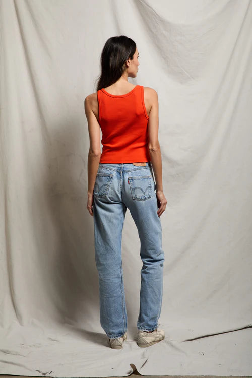 Blondie Ribbed Tank- Tomato - Edit by Elaine Turner