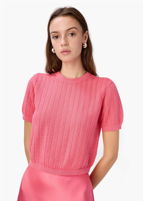 CAMI NYC- Ellory Cotton Knit Top- Hibiscus - Edit by Elaine Turner