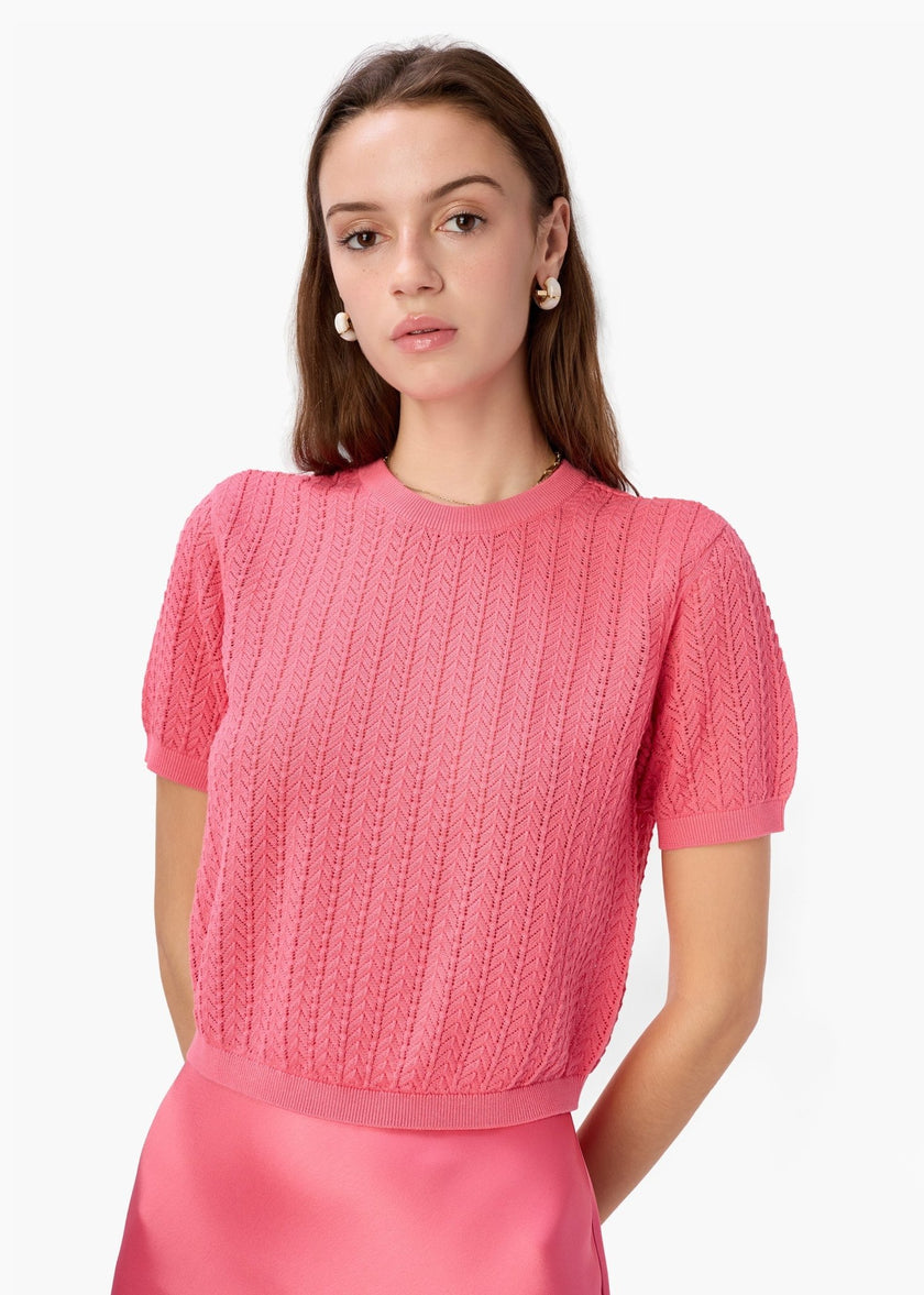 CAMI NYC- Ellory Cotton Knit Top- Hibiscus - Edit by Elaine Turner