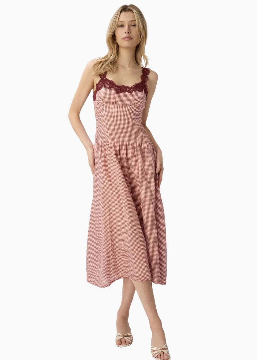 CAMI NYC- Kairina Midi Dress- Berry Gingham - Edit by Elaine Turner