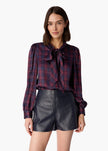 CAMI NYC- Rema Charmeuse Top - Plum Plaid - Edit by Elaine Turner