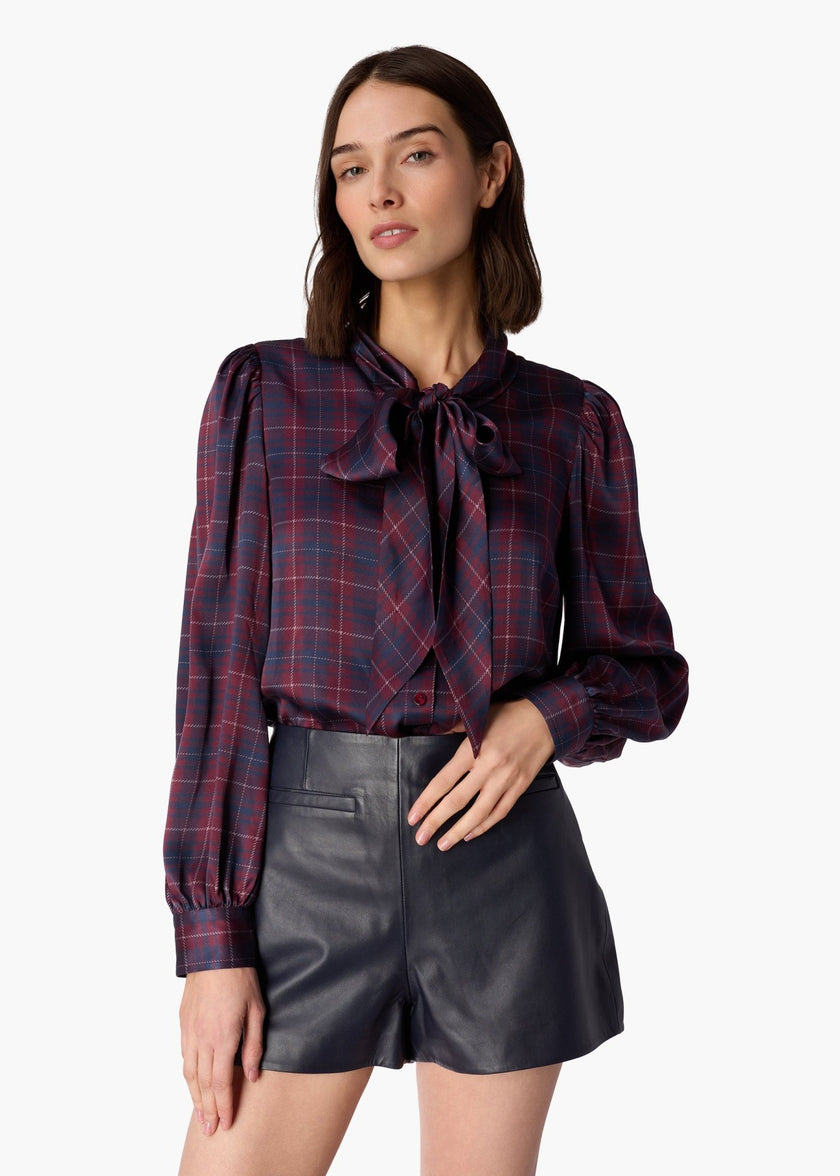 CAMI NYC- Rema Charmeuse Top - Plum Plaid - Edit by Elaine Turner