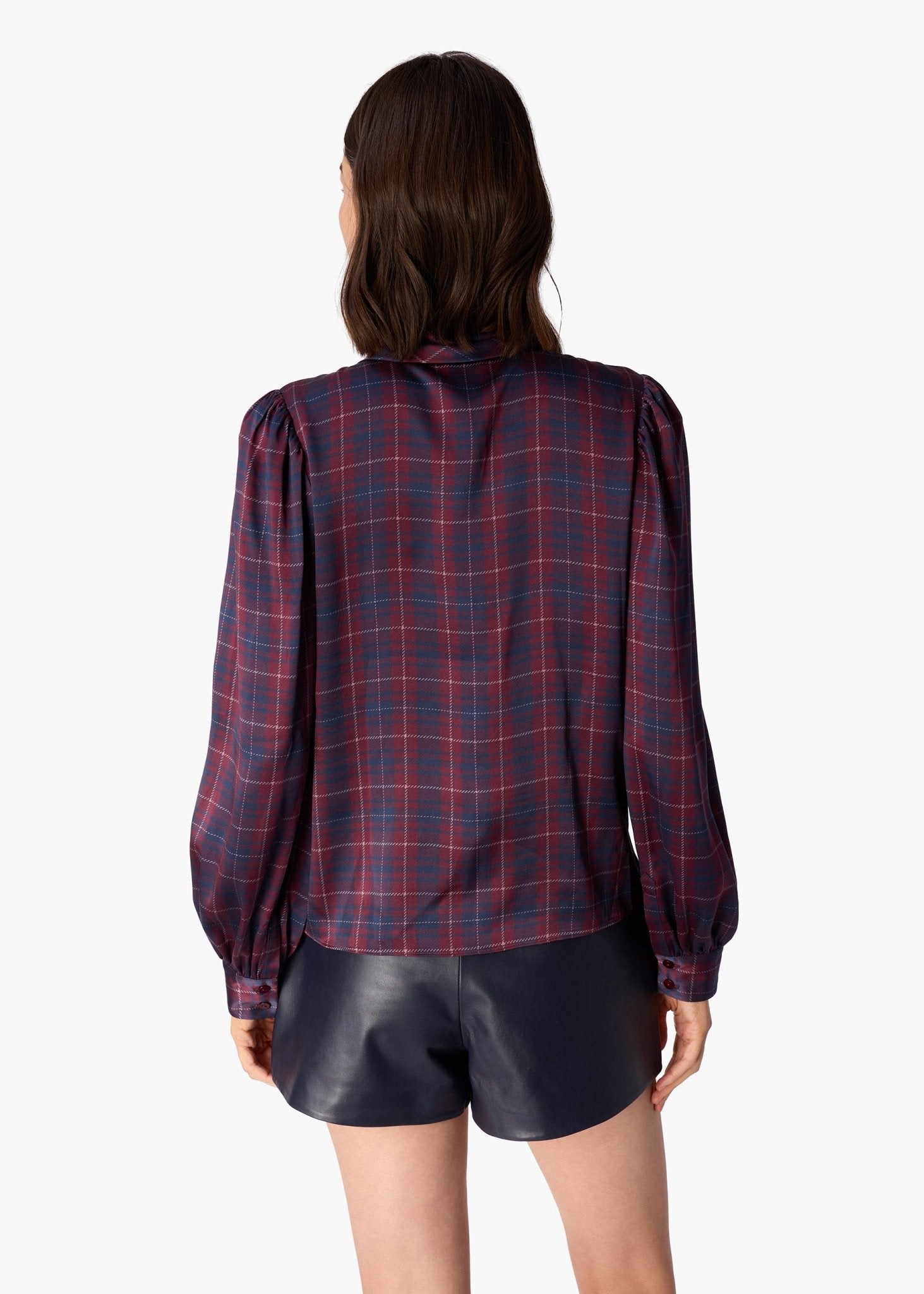 CAMI NYC- Rema Charmeuse Top - Plum Plaid - Edit by Elaine Turner
