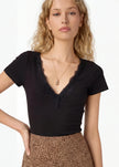 Cami NYC- Sana Rib Knit Tee- Black - Edit by Elaine Turner