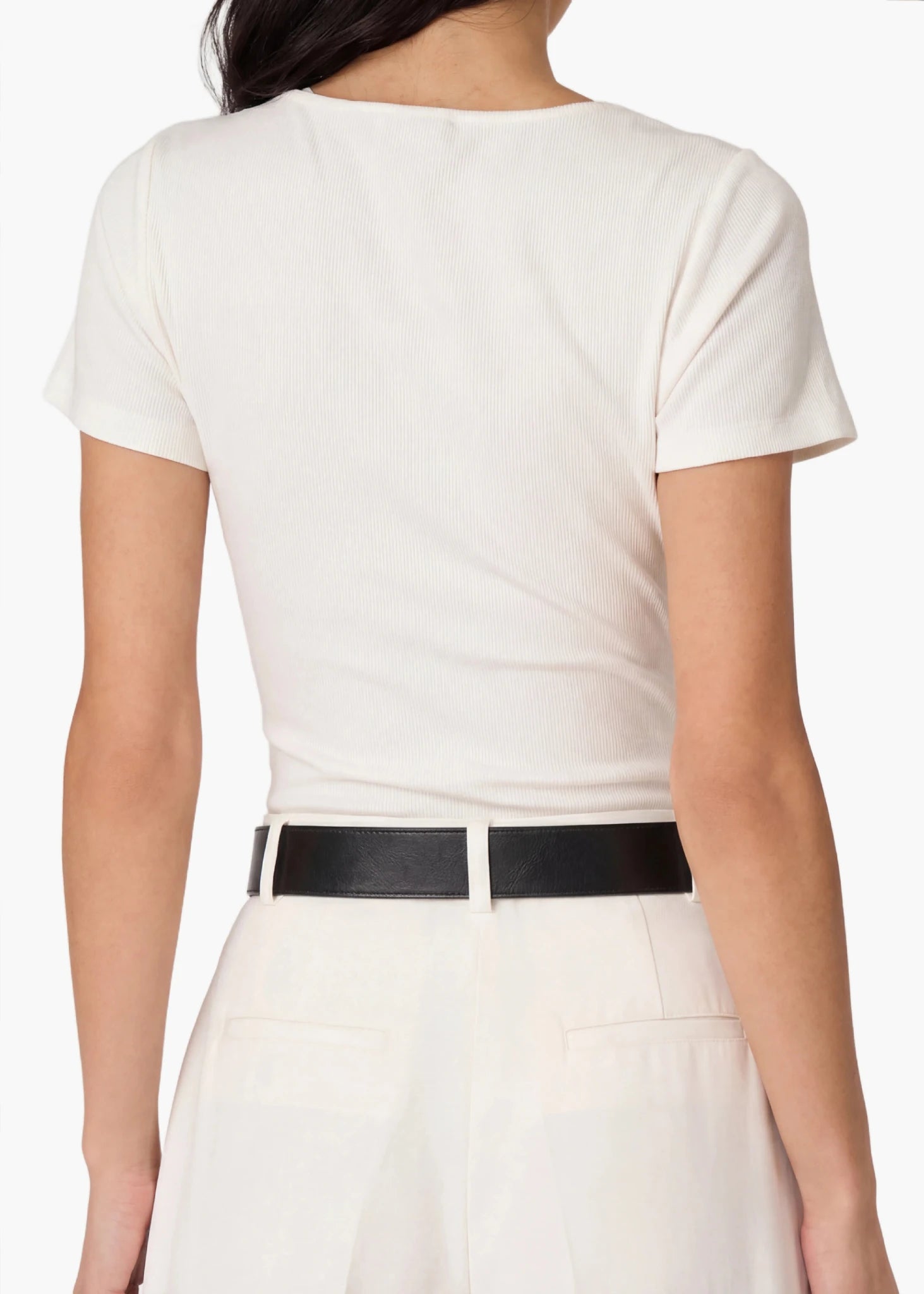 Cami NYC- Sana Rib Knit Tee- White - Edit by Elaine Turner