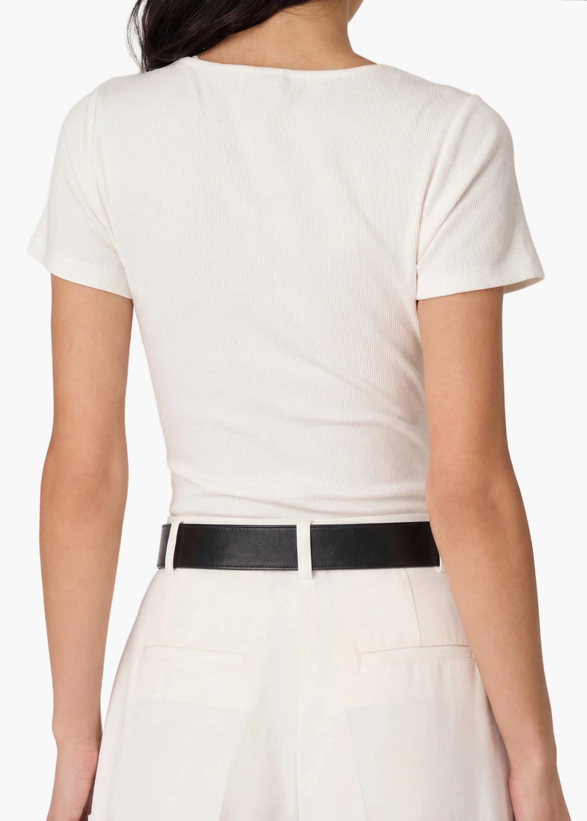 Cami NYC- Sana Rib Knit Tee- White - Edit by Elaine Turner