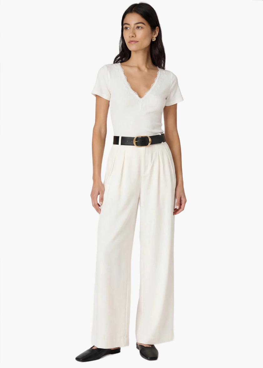 Cami NYC- Sana Rib Knit Tee- White - Edit by Elaine Turner