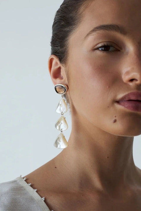 CHAN LUU- Scale White Mother of Pearl Earrings - Edit by Elaine Turner