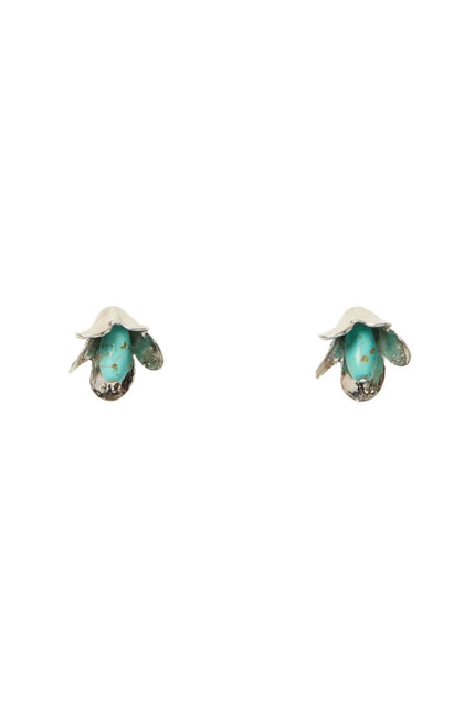 CHAN LUU- Silver Turquoise Flower Studs - Edit by Elaine Turner