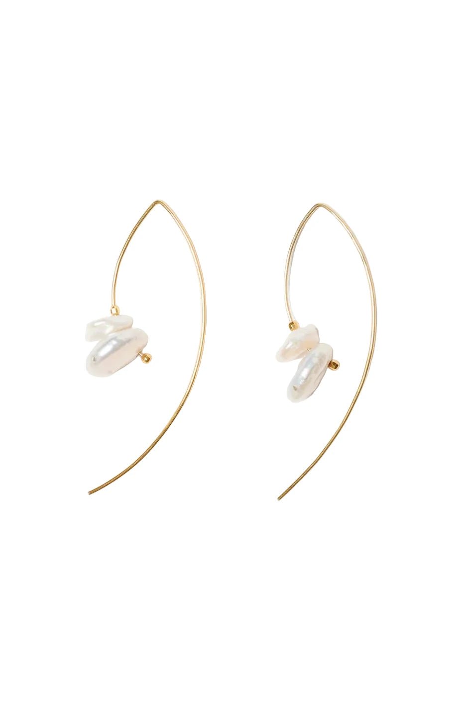 CHAN LUU- Wire Thread White Pearl Earrings - Edit by Elaine Turner