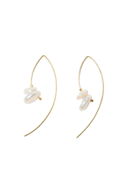 CHAN LUU- Wire Thread White Pearl Earrings - Edit by Elaine Turner