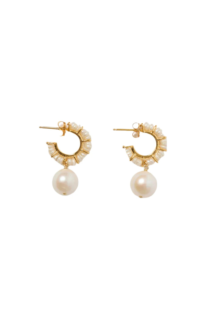 Maiden Hoop Earrings White Pearl