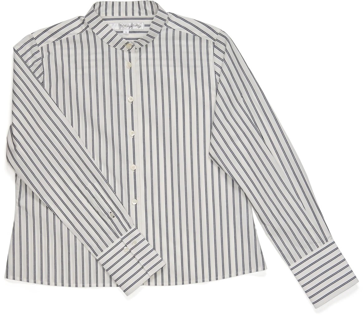Claridge & King- The Banded Crop Shirt- Two Black Stripes - Edit by Elaine Turner