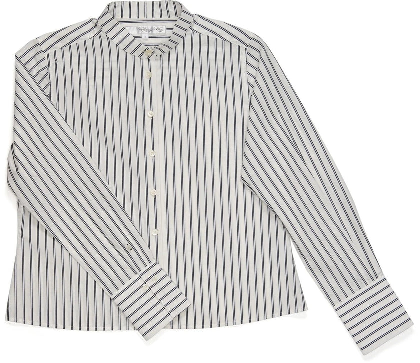 Claridge & King- The Banded Crop Shirt- Two Black Stripes - Edit by Elaine Turner