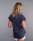 Claridge & King- The Cap Sleeve League Blouse- Midnight Seersucker - Edit by Elaine Turner