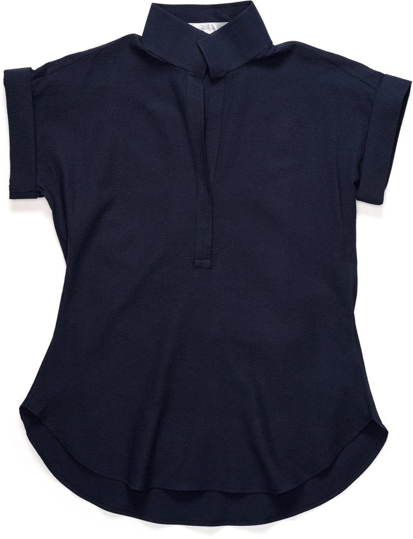 Claridge & King- The Cap Sleeve League Blouse- Midnight Seersucker - Edit by Elaine Turner