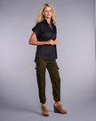 Claridge & King- The Cap Sleeve League Blouse - Pitch Black - Edit by Elaine Turner