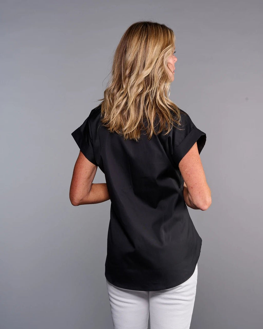 Claridge & King- The Cap Sleeve League Blouse - Pitch Black - Edit by Elaine Turner