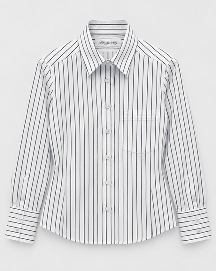 Claridge & King- The Crop Shirt - Black & White Stripe - Edit by Elaine Turner