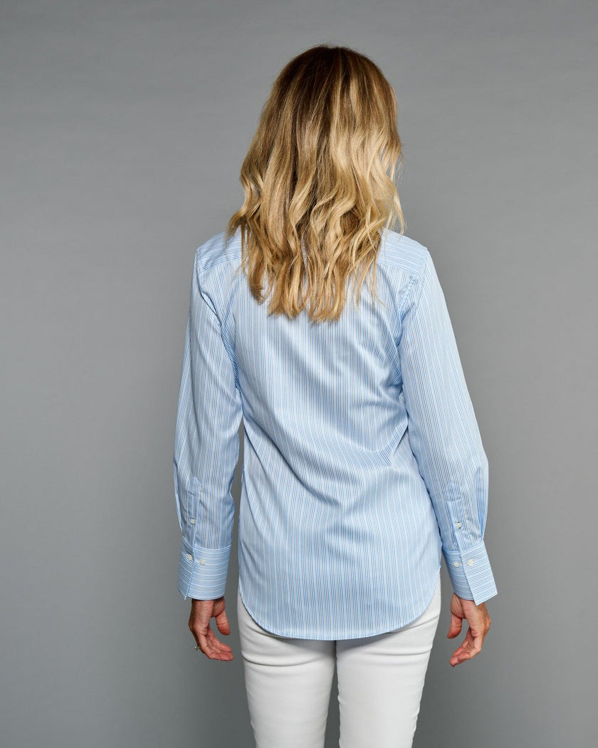 Claridge & King- The League- Blue Shadow Stripe - Edit by Elaine Turner
