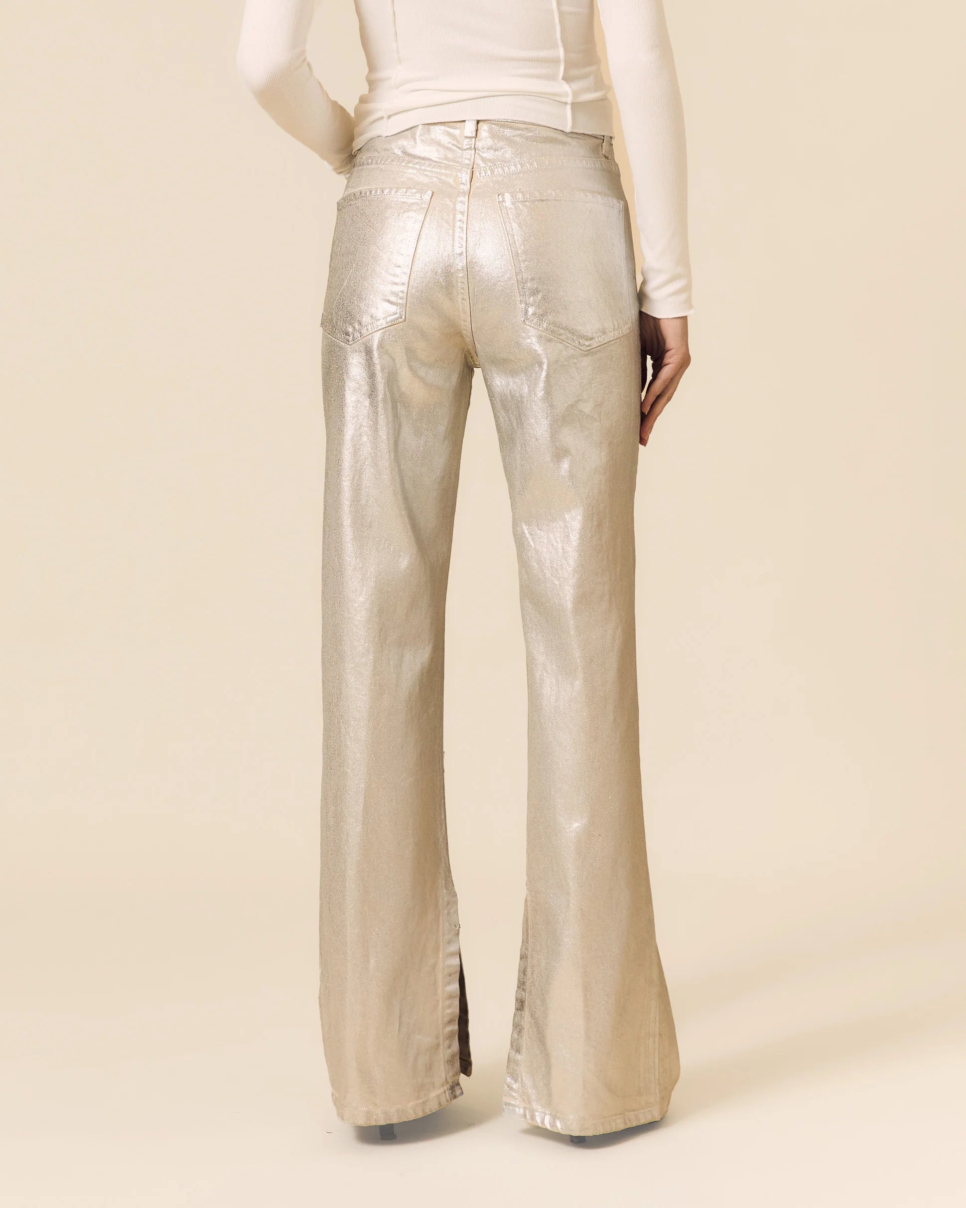 Le Jena 90's Straight w/ Split High Rise Denim- Silver