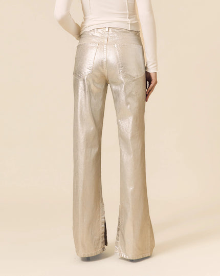 Le Jena 90's Straight w/ Split High Rise Denim- Silver