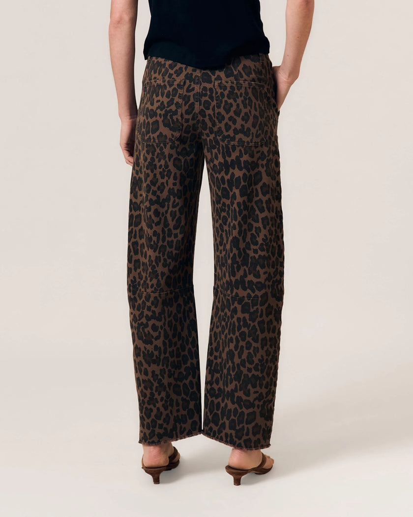Le Jean Mid Rise Utility Soft Barrel- Dark Leopard