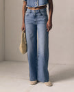 Le Jean- Crochet Trim Column Jeans- Mid Rise