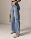Le Jean- Crochet Trim Column Jeans- Mid Rise
