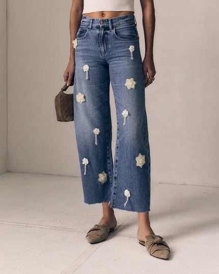 Le Jean- Flower Nomad Ankle- Mid Rise