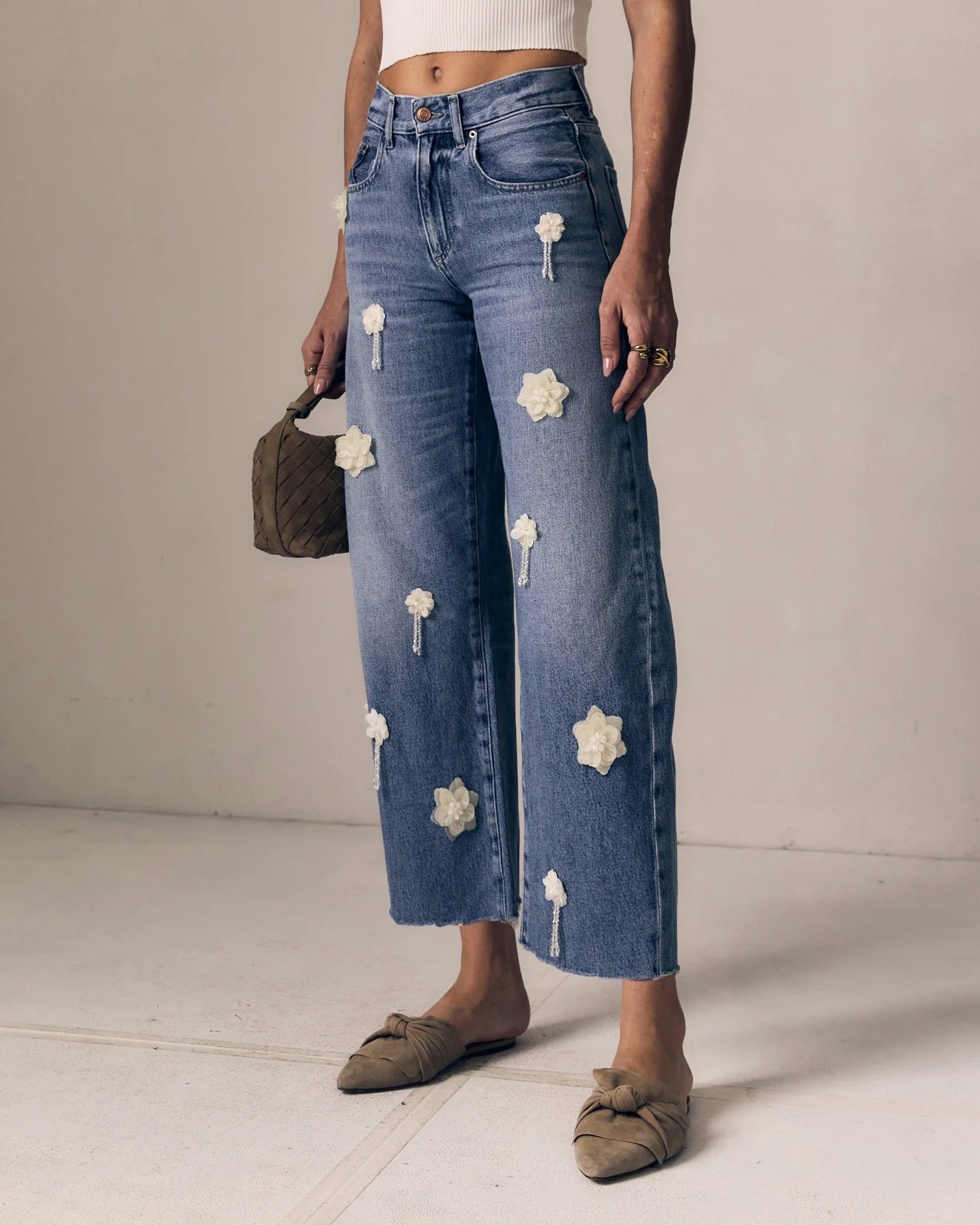 Le Jean- Flower Nomad Ankle- Mid Rise
