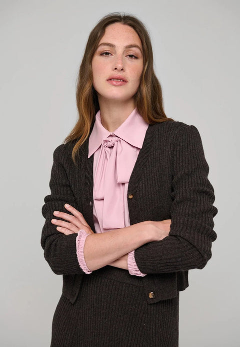 Dea Kudibal- MaleneDEA Ribbed Cardigan - Dusty Chocolate - Edit by Elaine Turner