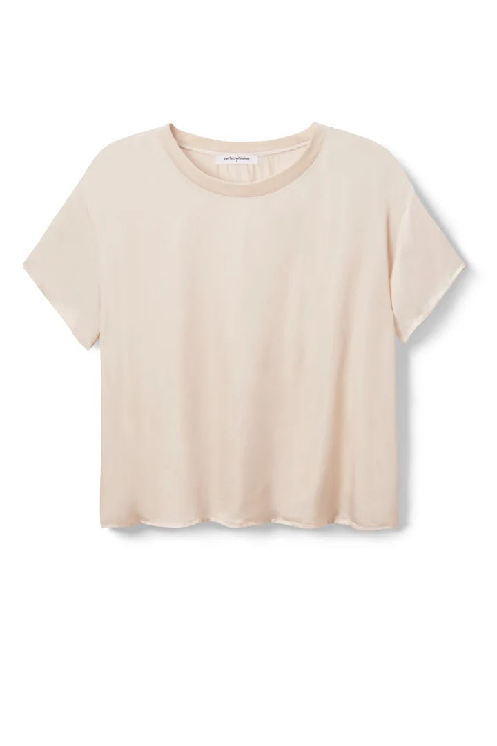 Delphine Satin Crew Neck Tee- Sugar - Edit by Elaine Turner