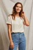 Delphine Satin Crew Neck Tee- Sugar - Edit by Elaine Turner