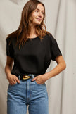 Delphine Satin Crew Neck Tee- True Black - Edit by Elaine Turner