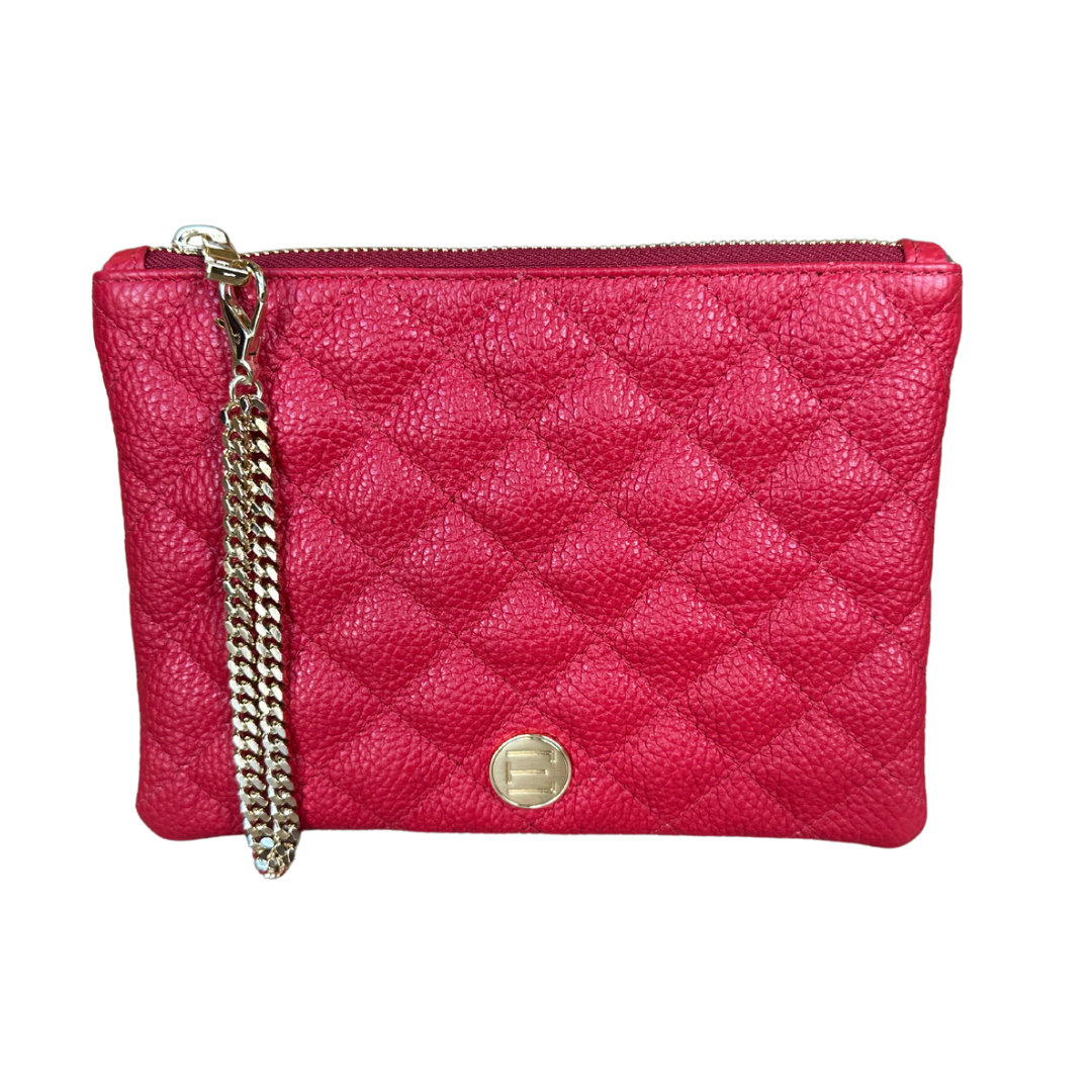 Elaine Turner- Gigi Zip Pouch- Red Solid Pebble Quilted Leather - Edit by Elaine Turner