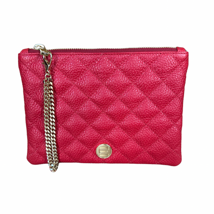 Elaine Turner- Gigi Zip Pouch- Red Solid Pebble Quilted Leather - Edit by Elaine Turner