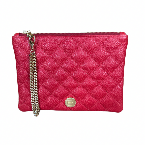 Elaine Turner- Gigi Zip Pouch- Red Solid Pebble Quilted Leather - Edit by Elaine Turner